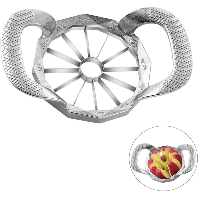 Cortr de manzana profesional de acero inoxidable para manzanas, cortr, divisor, cuña con asa, cómodo de usar, cortr de tomate para ahorrar tiempo (estilo A-12 rebanadas)