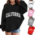thumbnail image 2 of California Print Hoodies for Girls Letter Print Graphic Hoodie Long Sleeve Hooded Sweatshirt Casual Pullover Tops, 2 of 4