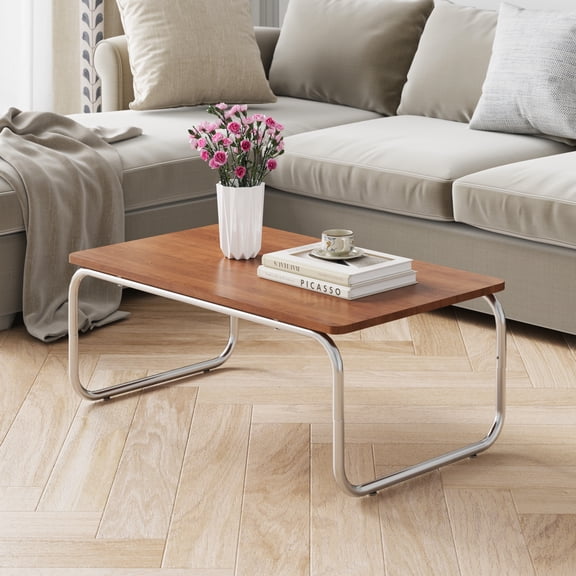Mid Century Modern Coffee Table - 31.5" Wood Rectangular Coffee Table, Industrial Living Room Coffee Tables with U-Shaped Metal Legs, Minimalist Accent Sofa Center Tables for Home Office, Walnut