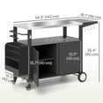 thumbnail image 2 of Stainless Steel Outdoor Grill Cart with Foldable Side Table, 56.3" Pizza Oven Stand & Prep Table with 2-Tier Storage Rack and Wheels, Silver Mobile Kitchen Cart for Patio, 2 of 7