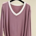 thumbnail image 6 of Liweisiy Women's V Neck Pajama Shirts Long Sleeve Relaxed Fit Cooling Lightweight Tops Summer Casual Bassic Sleepwear Purple XL, 6 of 6