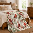 thumbnail image 6 of Red Cardinals Across Evergreen And Holly Branches, Soft Flannel Blanket with Naturalistic Winter Botanical Print, Housewarming Gift and Home Decor for Bedroom and Living Room, 6 of 7
