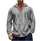 thumbnail image 2 of pstuiky mangas largas para hombre, Camisas de manga larga con capucha y botones lisos y bolsillos informales de lino a la moda para hombre top de hombre xl, 2 of 9