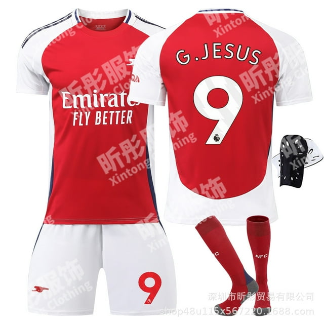 Maillot Domicile Arsenal 7 Saka 8 Odegaard 9 Jesus Adulte Enfant