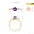 thumbnail image 4 of ANGARA Natural Classic Three Stone Amethyst and Diamond Ring in 14K Yellow Gold for Women (Size-6mm) | February Birthstone, Birthday, Anniversary, Jewelry Gift for Women | Natural Amethyst Ring, 4 of 9