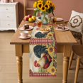 thumbnail image 6 of Red Rooster Flowers Egg Table Runner, Vintage Style Farm Rooster Red Plaid Cotton Linen Kitchen Table Decoration Washable Dining Tabletop Runners for Home Party Decor 13x72 Inches, 6 of 9