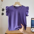 thumbnail image 3 of JUMEYU Girls Blouses Short Sleeve Girls Short Sleeve T-Shirts Crop Top Short Sleeve Round Neck Loose Basic Tees for Summer Size 9-10 (Purple,9-10 Years), 3 of 5