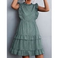 thumbnail image 4 of One Piece Dress Sleeveless Dress Round Collar Dress Women Dress Floral Print Ruffle Round Neck One Piece Dress For Summer Daily Wear Green XL ANGGREK Verde XL, 4 of 5