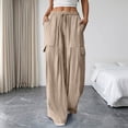 thumbnail image 6 of Zulora Women's High Waisted Barrel Pants Textured Knit Wide Leg Trousers with Drawstring & Pockets, 6 of 9