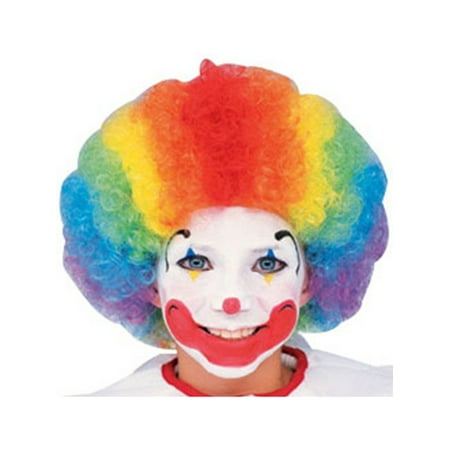 Afro Fro Wig - Child Adult Multi-Color Rainbow Striped Clown Afro Wig