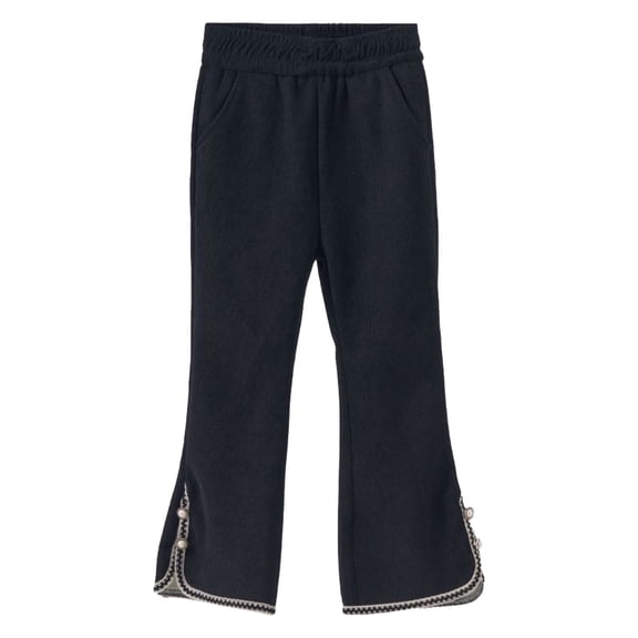 LIJCC Girls Cotton Flare Pants Elastic Waist Bell Bottoms Leggings Stretchy Boot Cut Yoga Trousers Wide Leg Split Hem Thick Soft Warm Winter Cozy Long Trousers