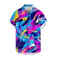 thumbnail image 5 of Men's Hawaiian Beach T Shirts Lapel Button Down Short Sleeve Shirts Men's Summer Casual Printed Turndown Lightweight Cool Comfy Vacation Tee Shirt Blouses, 5 of 6