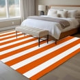 thumbnail image 5 of Burnt Orange Striped Large Area Rugs for Bedroom Living Room, Soft Non Slip Carpet Bedside Rug, Thanksgiving Orange White Stripes Rectangular Floor Cover Kitchen Accent Rug 5'x7' for Office, 5 of 9