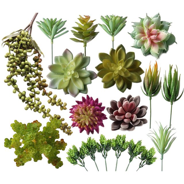 Inteprter Accesorios para fotos microsuculentas Plantas simuladas Multifuncional Artificial Realista Decoraciones de bonsái de buen aspecto SET0824 Flores artificiales SET0819 paquete de 18 Inteprter HA060204-10B