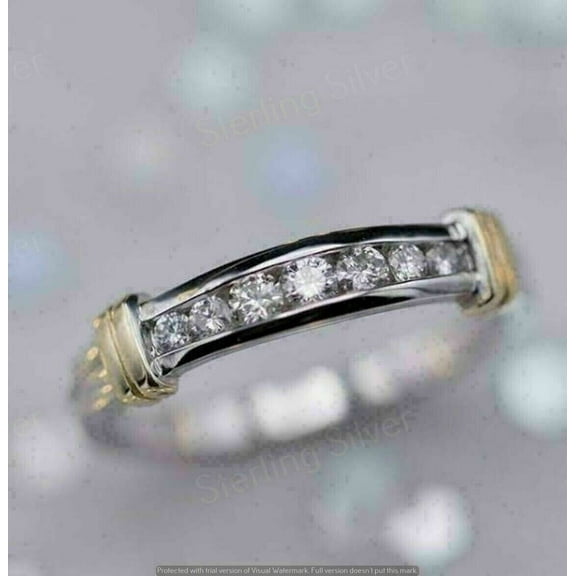 Pretty 1.00Ct Round Cut Lab Created Diamond Half Eternity Wedding Band Ring 14K White Gold Finish