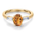 thumbnail image 3 of Gem Stone King 18K Yellow Gold Plated Silver Orange Red Madeira Citrine and Lab Grown Diamond Engagement Ring for Women | 1.40 Cttw | Oval 8X6MM | Gemstone November Birthstone | Size 6, 3 of 6