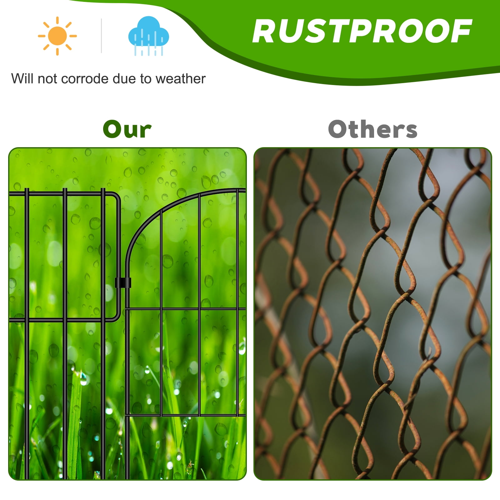 Metal Decorative Garden Fence(about 10 pieces), metal frame folding fence, suitable for flower beds, patios, animal barriers