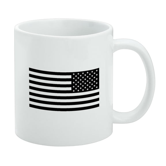 Subdued Reverse American USA Flag Black White Military Tactical White Mug