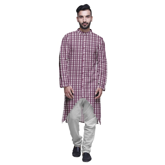 Atasi Kurta à Manches Longues Imprimé, Boutonné, Asymétrique, Kurta de Designer pour Garçons