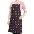thumbnail image 5 of Dark Purple Sun Moon Star Pattern Apron-Garden Aprons for Women with Pockets-Cotton Linen Waterproof Kitchen Cooking Gardening Aprons Adjustable for Kitchen,Cooking,BBQ and Salon 33x27 Inch, 5 of 7