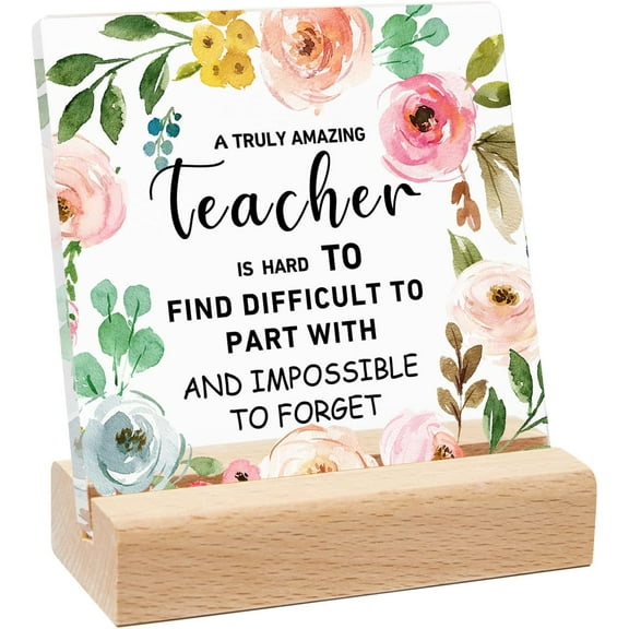 Appreciation Gift,Thank You Gifts for Teacher,Leaving Going Away Gifts for Women,Encouragement Decor for Desk Cubicle Home Office,A Truly Amazing Teacher is Hard To Find Sign