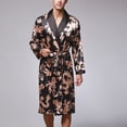 thumbnail image 5 of Silk Robe men Simulation Silk Print Plus Size Pajamas Lingerie Robe Bathrobe Dressing Gown, 5 of 5