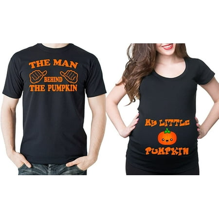 

Halloween couple maternity pregnancy t-shirts Pumpkin maternity