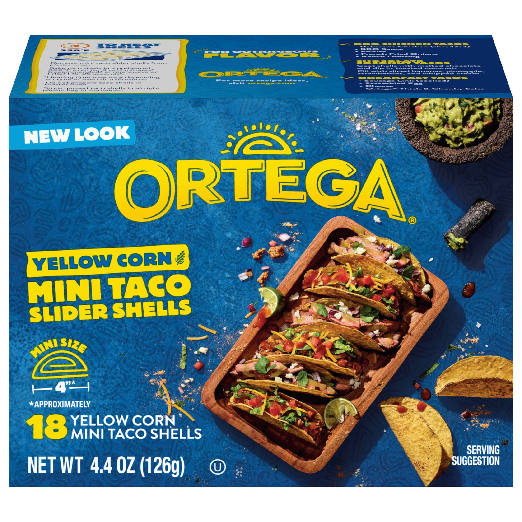 (6 pack) Ortega Yellow Corn Mini Taco Slider Shells Kit, Kosher, 18 Ct