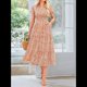 thumbnail image 5 of Vestidos Largos de Verano para Mujer 2025, Informales, con Escote en V, Corta Abullonada, Fruncidos, Vaporosos, para Playa, Bohemios, Largos, Florales, Naranja, Talla M, 5 of 9