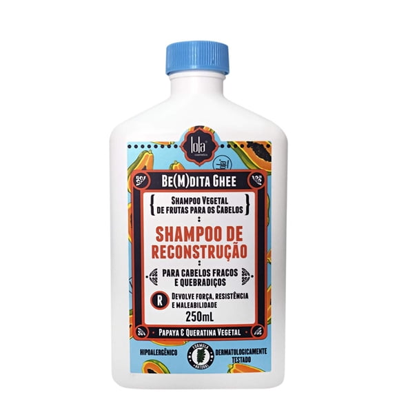 Lola Brasil - Linha Be(M) dita Ghee - Shampoo de Reconstrucao Papaya e Queratina Vegetal 250 Ml - (Be(M) dita Ghee Collection - Papaya And Vegetable Keratin Reconstruction Shampoo 8.45 Fl Oz)