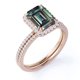 thumbnail image 4 of JeenMata Anillo de Bodas a Juego con Corte Esmeralda de 1,5 Quilates con Halo de Alejandrita y Moissanita Creado en Laboratorio Engastado en Oro Rosa de 18 K sobre Plata, 4 of 4