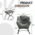 thumbnail image 6 of PAPROOS Lazy Chair with Foldable Ottoman, Flannelette Fabric Accent Chair and Footrest Stool Set, Comfy Lounge Arm Chair with Footstool Set, Reading Chair Leisure Sofa Chair for Living Room, Gray, 6 of 8