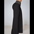 thumbnail image 4 of Pantalones Acampanados con Cinturón para Mujer, Estilo Informal, de Cintura Alta y Pierna . Negro XXXL, 4 of 7
