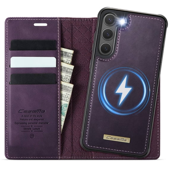 Magnetic 2 in 1 Magsafe Detachable Wallet Case for Samsung Galaxy S23 Plus with Card Holder Women Men, Retro PU Leather【RFID Blocking】Kickstand Shockproof Cover
