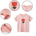 thumbnail image 6 of YTDSCS Kids Baby Summer T-Shirt Tees for Girls,Toddler Short Sleeve Tops Soft Crewneck Cotton Casual Print T shirts Pullover,Size 1-8Years, 6 of 7