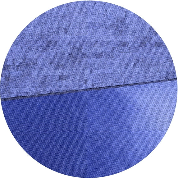 Ahgly Company Machine Washable Indoor Round Transitional Sky Blue Area Rugs, 8' Round