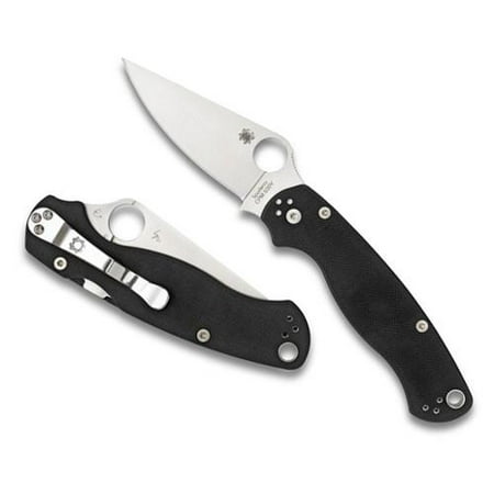 Spyderco ParaMilitary2 Black G-10 Black Plain Edge Folding Pocket Knife C81GP2