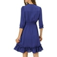 thumbnail image 4 of Allegra K Women's Layered Ruffle Hem 3/4 Sleeves Smocked Chiffon A-Line Dress, 4 of 8