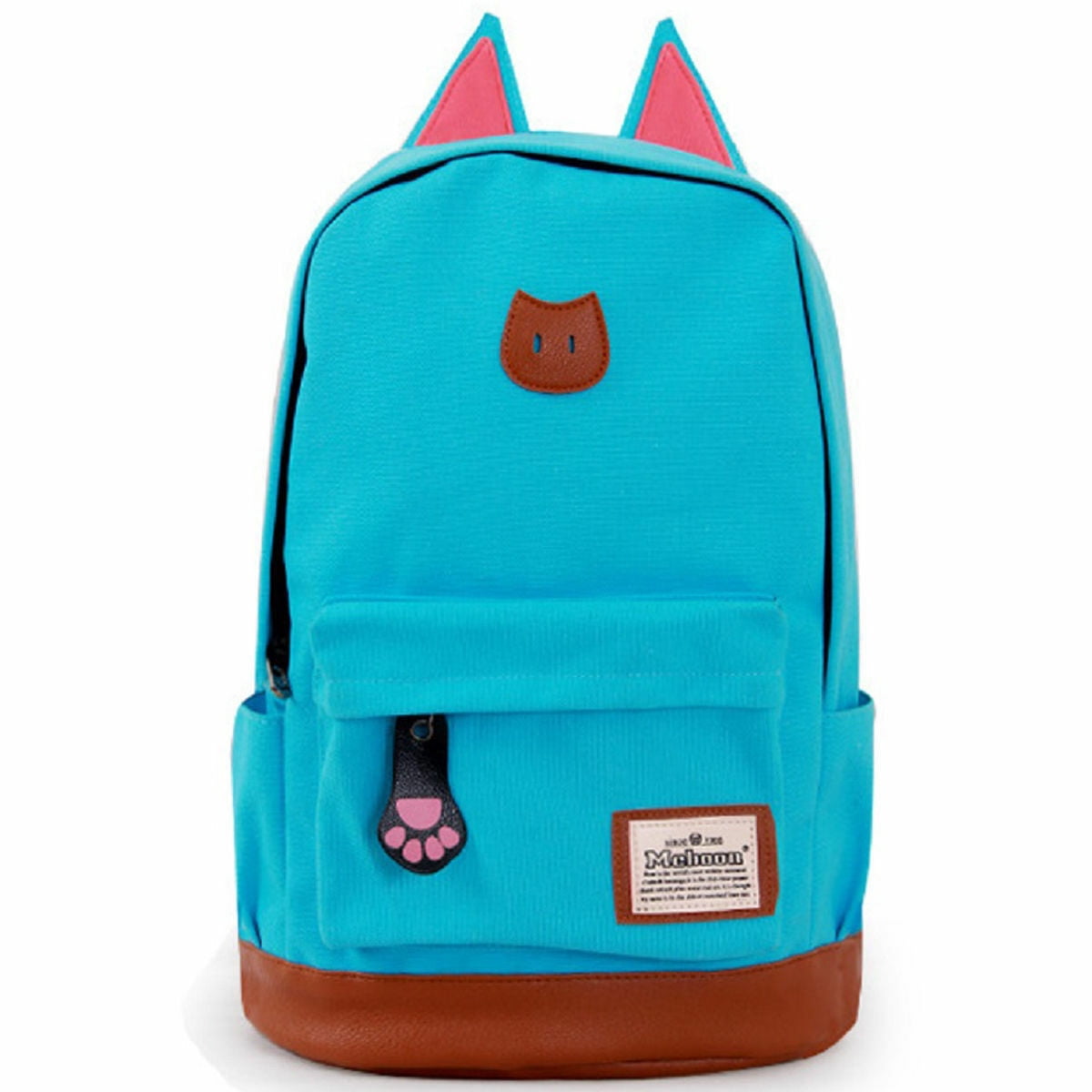 Women Girls Canvas Backpack Cute Cat Ear Travel School Bag Shoulder Bag