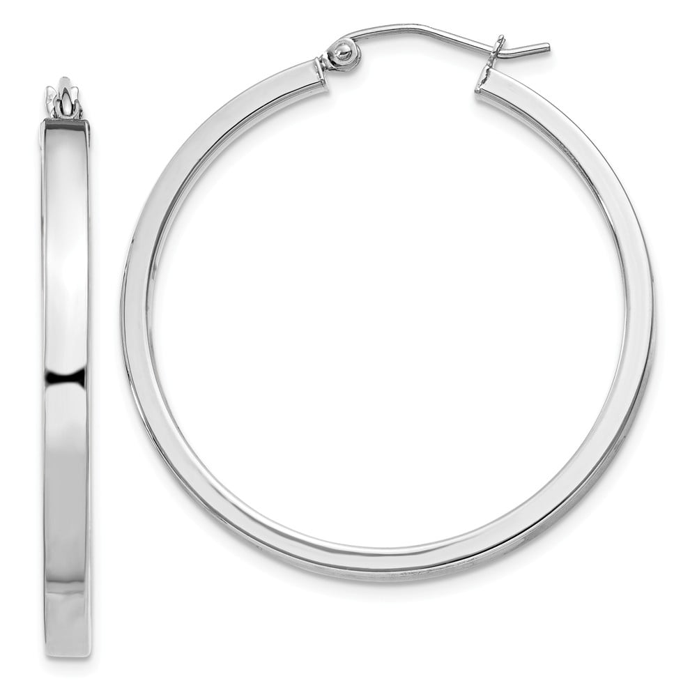 AA Jewels 925 Sterling Silver Square Tube Hoop Earrings 37mm x 35mm