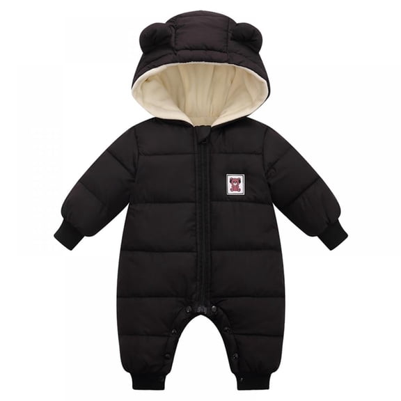 Infant Winter Hooded Open One Piece Romper 3-18M