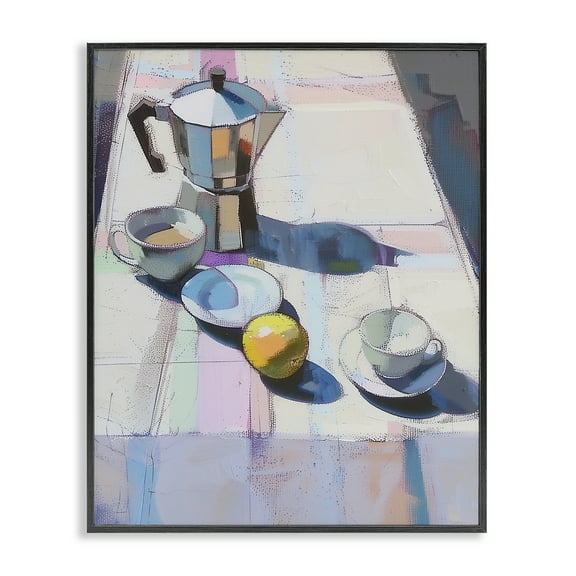 Stupell Industries Morning Espresso Still Life Food & Beverage Painting Black Framed Art Print Wall Art, 16 x 20