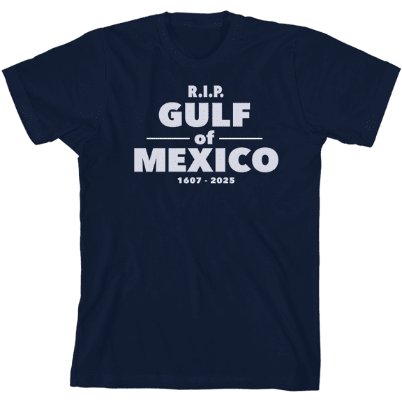 RIP Gulf of Mexico 1607-2025 Youth Navy Blue Crew Neck Short Sleeve Tee-Large