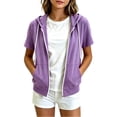 thumbnail image 2 of Mifsaly Girls Short Sleeve Hoodie Zip Up Lightweight Hooded Sweatshirt with Pockets Cozy Comfortable Back to School Casual Everyday Playwear, 2 of 5