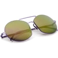 thumbnail image 5 of zeroUV - Modern Thin Metal Frame Brow Bar Colored Mirror Lens Round Sunglasses 59mm - 59mm, 5 of 5