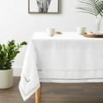 thumbnail image 5 of Hem Stitch Border Vintage Design Tablecloth White 68" by 108" Oblong / Rectangle, 5 of 5