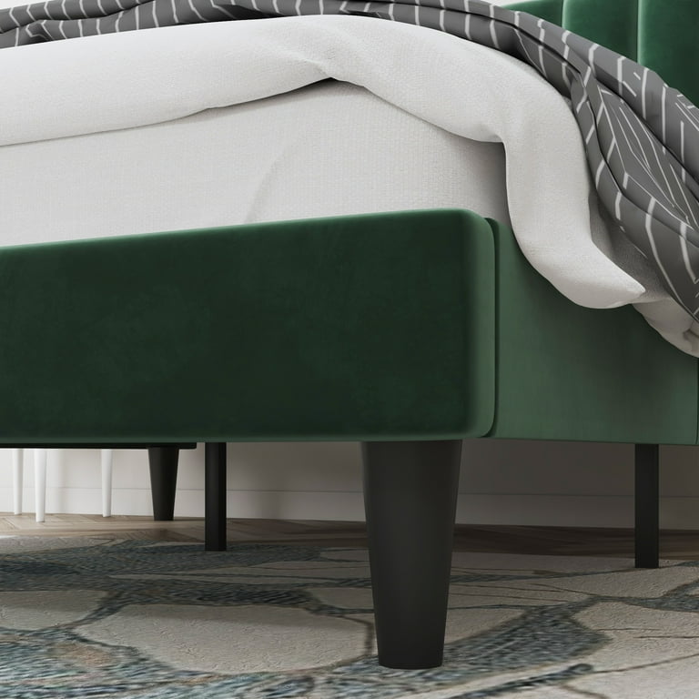 Amolife Padded Fabric Upholstery Queen Size Platform Bed Frame