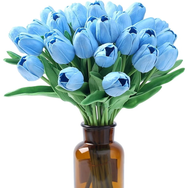 15 tulipanes artificiales de seda de tacto real para decoración del hogar, Día de la Madre, primavera, boda, ramos, arreglos florales.