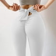 thumbnail image 4 of UHUYA Women Yoga Pants Athletic Pants Fashion And Comfortable Solid Color Back Bow Slimming Yoga Pants Sweatpants White XXL, 4 of 5