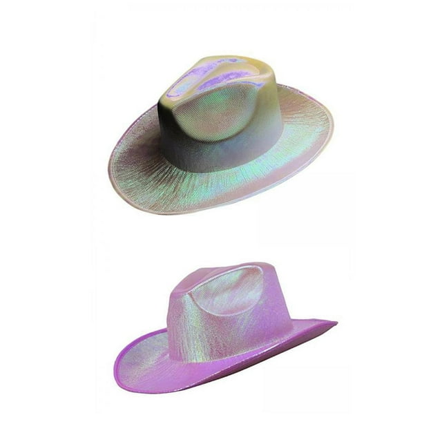 Espacio de Sombrero de Vaquero Holográfico para Fiesta de Disfraces de Mujer, Disfraces Sunnimix Sombrero de vaquero occidental